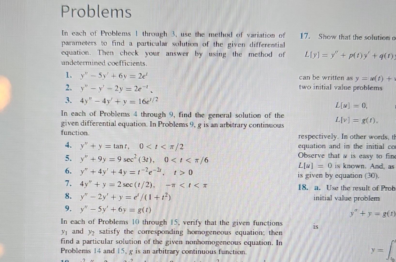 Solved In Each Of Problems I Through 3, Use The Method Of | Chegg.com