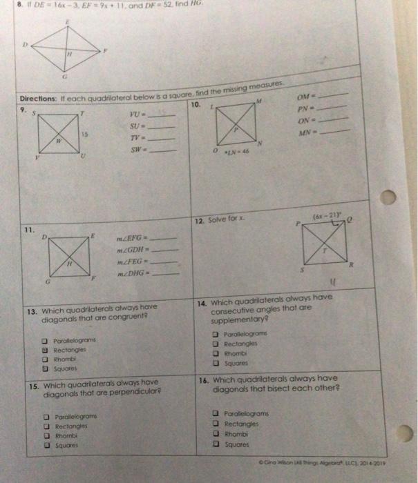 Solved 8 De 166 3 Ef 11 And Df 52 Iind I D G Dir Chegg Com