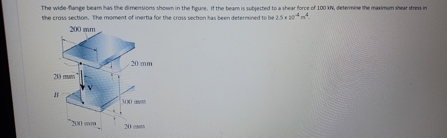 Solved The Wide Flange Beam Has The Dimensions Shown In The | Chegg.com