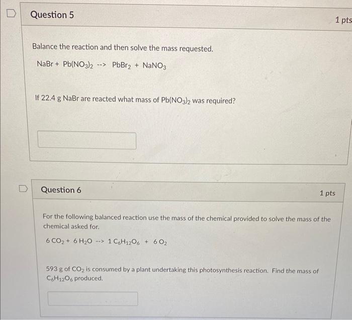 Solved For The Following Balanced Reaction Use The Mass Of | Chegg.com