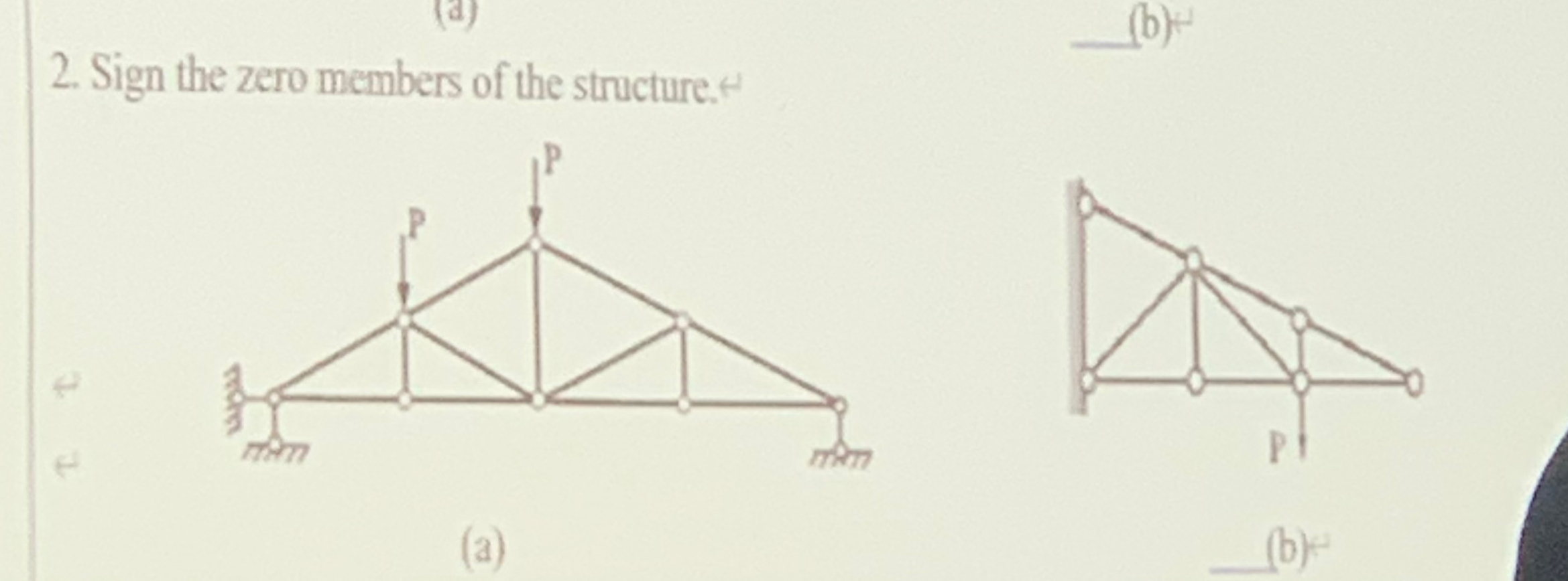 Solved Sign the zero members of the structure.(a)(b) | Chegg.com