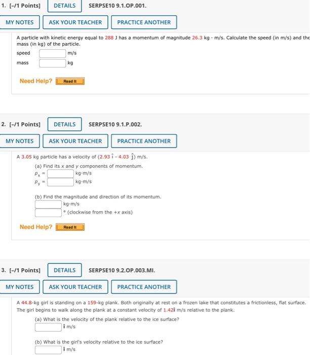 Solved 1. (-/1 Points) DETAILS SERPSE10 9.1.OP.001. MY NOTES | Chegg.com