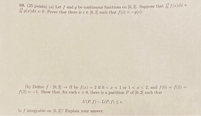 Solved 25 Points A Let F And G Be Continuous Function Chegg Com