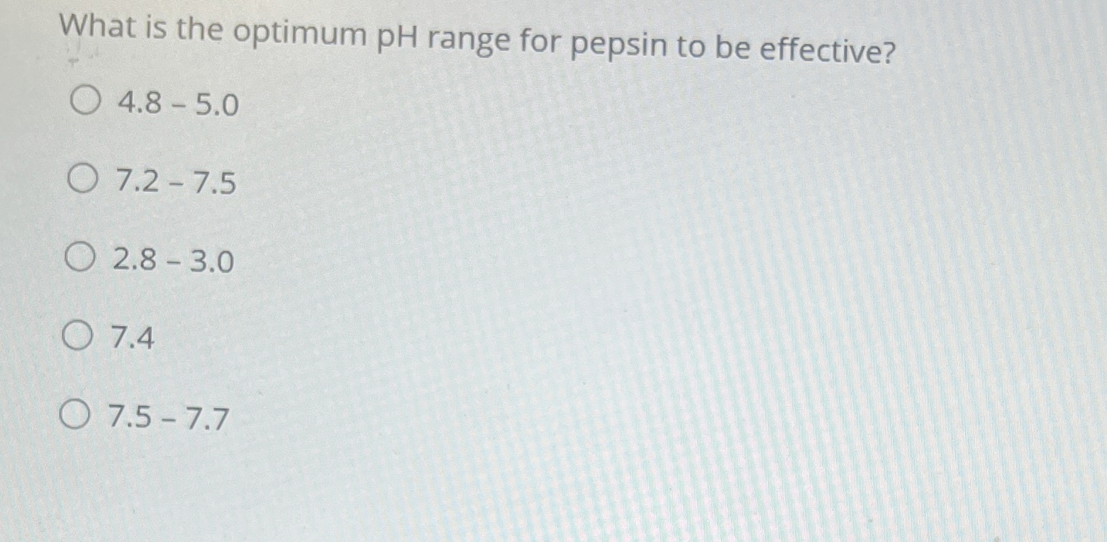 High Quality SOLUTION What is the optimum pH range for pepsin to be ...