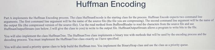In this project you will implement Huffman encoding | Chegg.com
