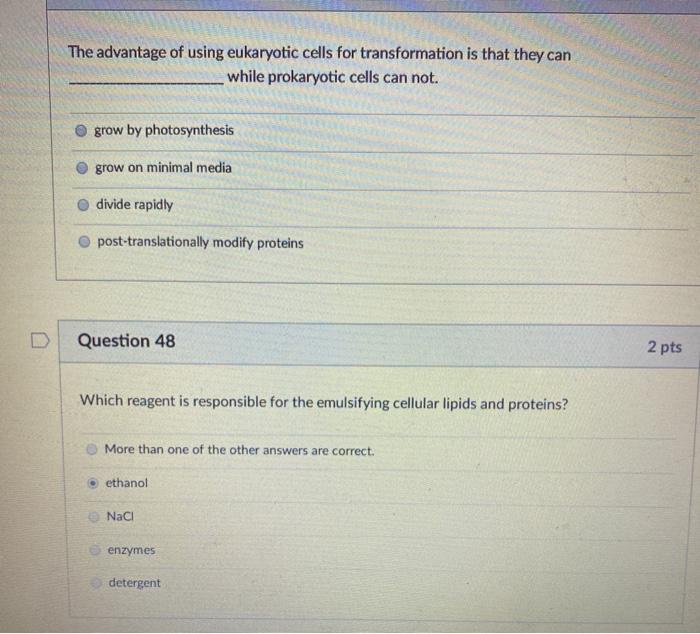 Solved The advantage of using eukaryotic cells for | Chegg.com