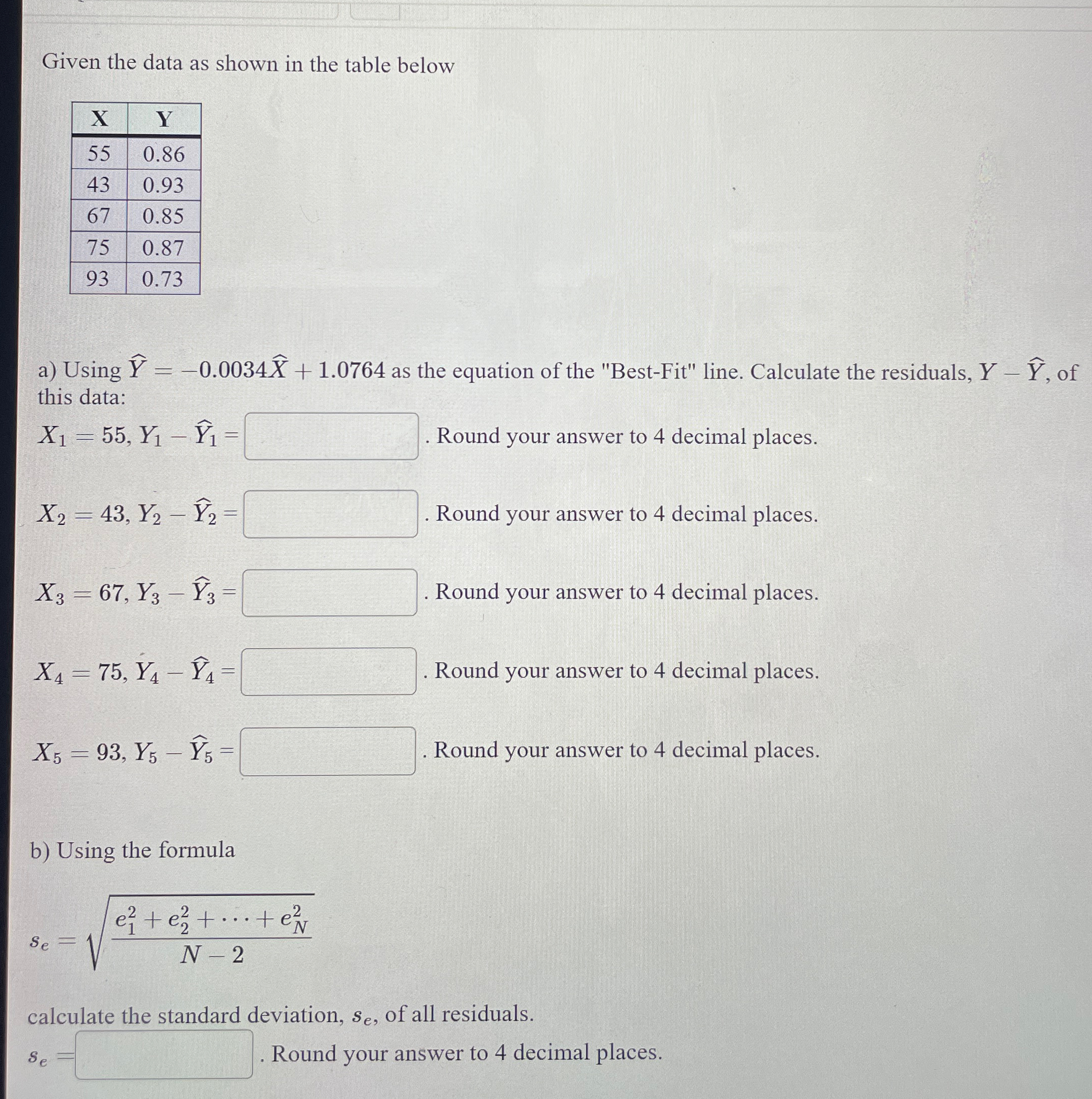 Solved Given the data as shown in the table below\table[[x,Y | Chegg.com