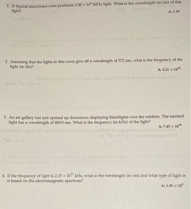 Solved 1. A typical microwave oven produces 2.50 x 10' MHz | Chegg.com
