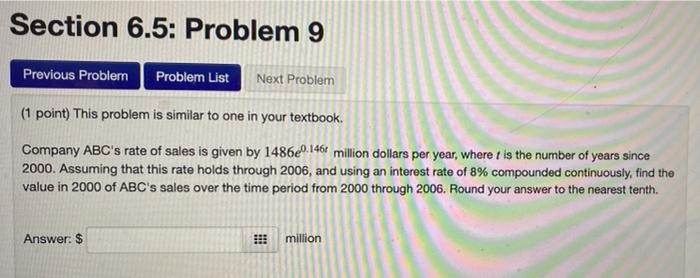 Solved Section 6.5: Problem 9 Previous Problem Problem List | Chegg.com