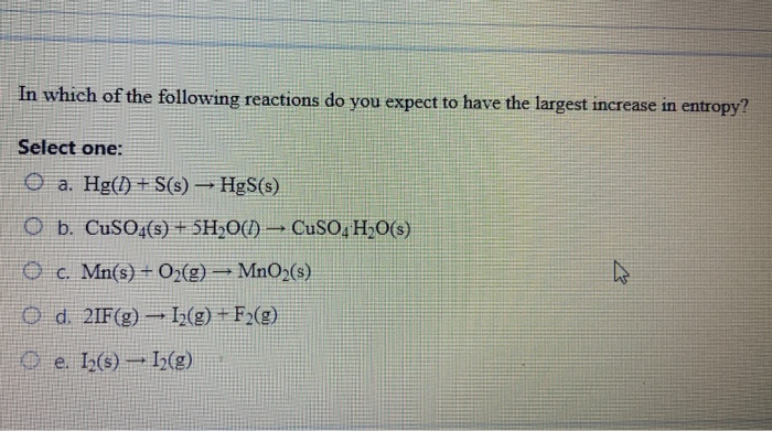 Solved In Which Of The Following Reactions Do You Expect Chegg Com