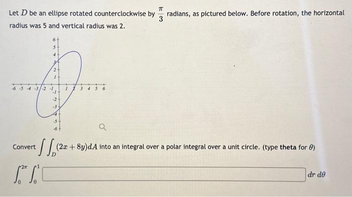 Solved Let D be an ellipse rotated counterclockwise by 3π | Chegg.com