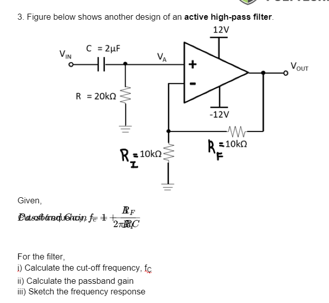 Solved Figure below shows another design of an active | Chegg.com