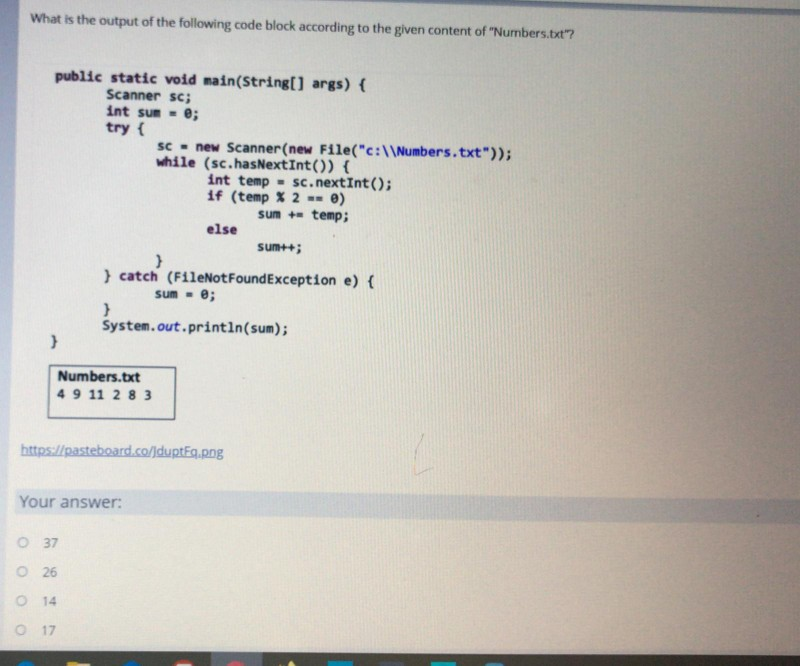 Solved What is the output of the following code block | Chegg.com