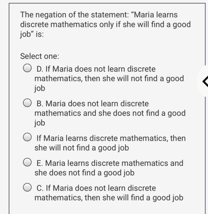 Solved The negation of the statement: 