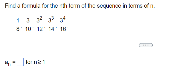 Solved Find a formula for the nth term of the sequence in | Chegg.com
