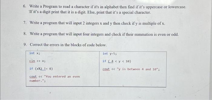 Solved 6. Write a Program to read a character if it's in | Chegg.com