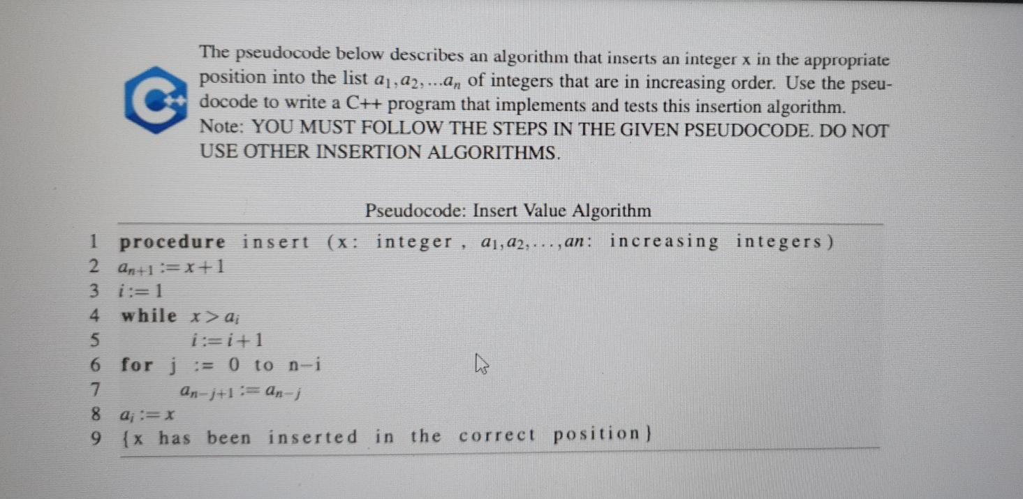Solved The pseudocode below describes an algorithm that | Chegg.com