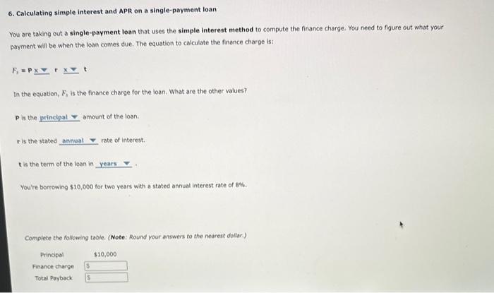 Solved 6. Calculating simple interest and APR on a | Chegg.com