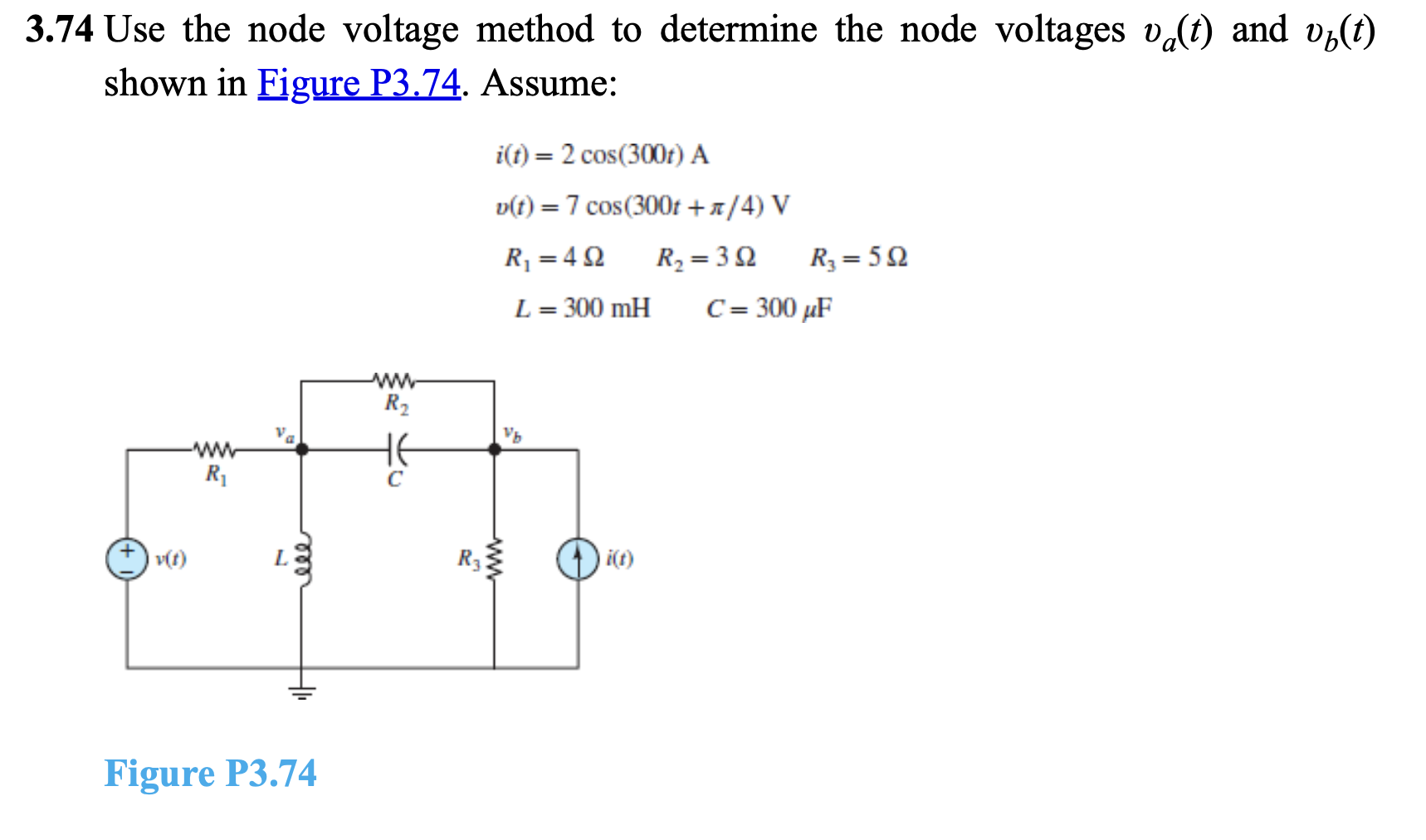 Solved 3.74 ﻿Use the node voltage method to ﻿determine the | Chegg.com