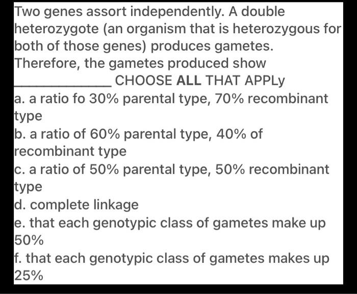 Solved Two genes assort independently. A double heterozygote | Chegg.com