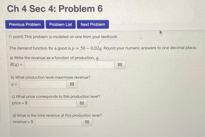 Solved (1 point) This problem is modeled on one from your | Chegg.com