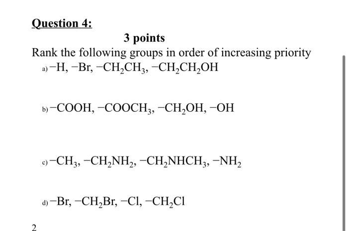 Solved Rank The Following Groups In Order Of Increasing | Chegg.com