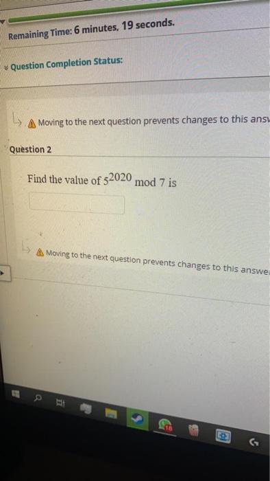 Solved Remaining Time: 6 minutes, 19 seconds. Question | Chegg.com