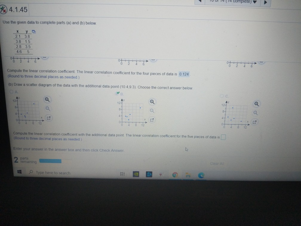 Solved complete) 4.1.45 Use the given data to complete parts | Chegg.com
