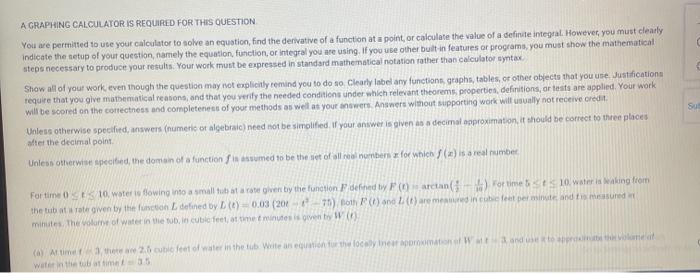 Solved A GRAPHING CALCULATOR IS REQUIRED FOR THIS QUESTION | Chegg.com