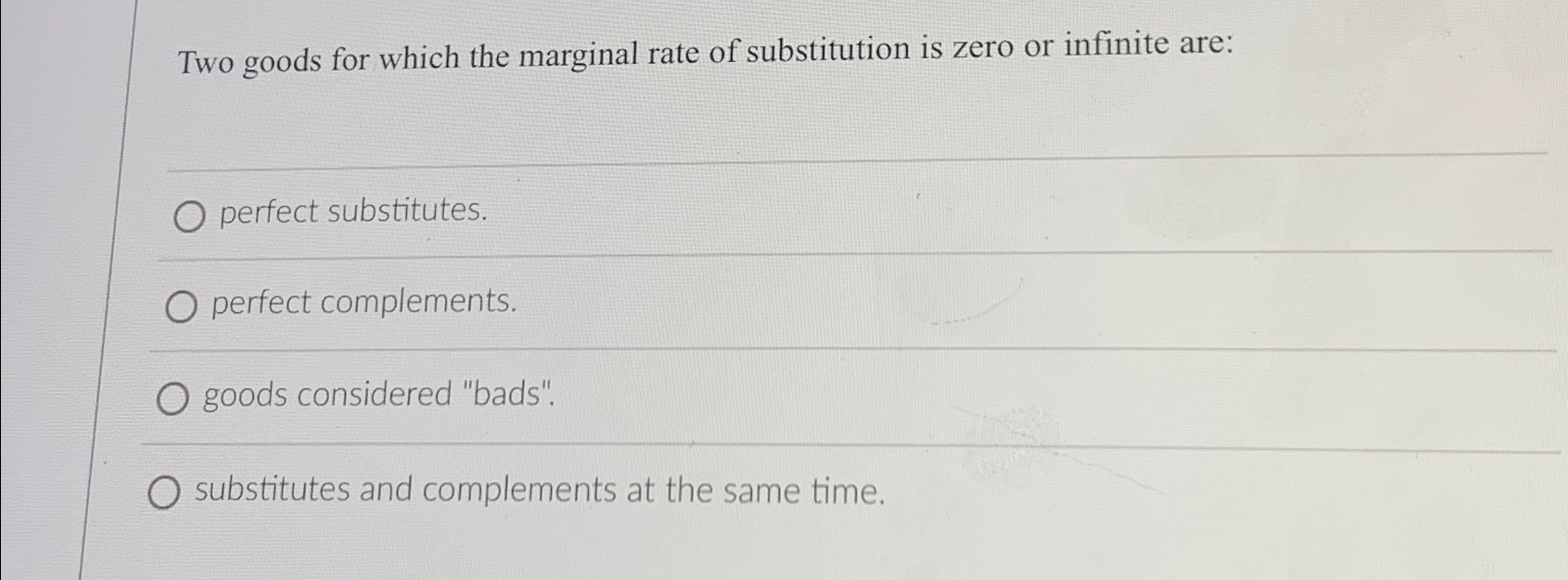 Solved Two goods for which the marginal rate of substitution | Chegg.com