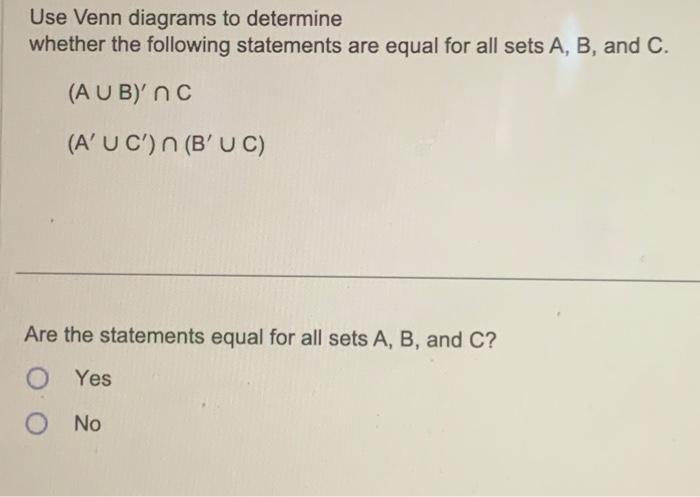 Solved Use Venn Diagrams To Determine Whether The Following | Chegg.com