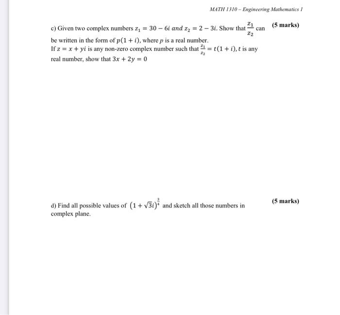 Solved MATH 1310- Engineering Mathematics / 21 can (5 marks) | Chegg.com