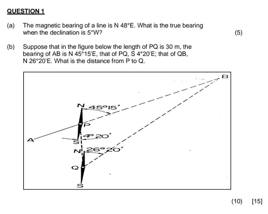 Solved QUESTION 1 (a) The bearing of a line is