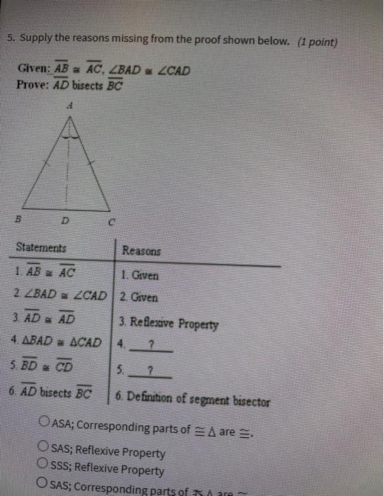 Solved Asa Corresponding Parts Of S A Are 4 Supply Th Chegg Com