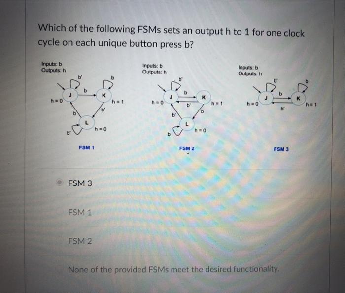 Solved Which of the following FSMs sets an output h to 1 for | Chegg.com