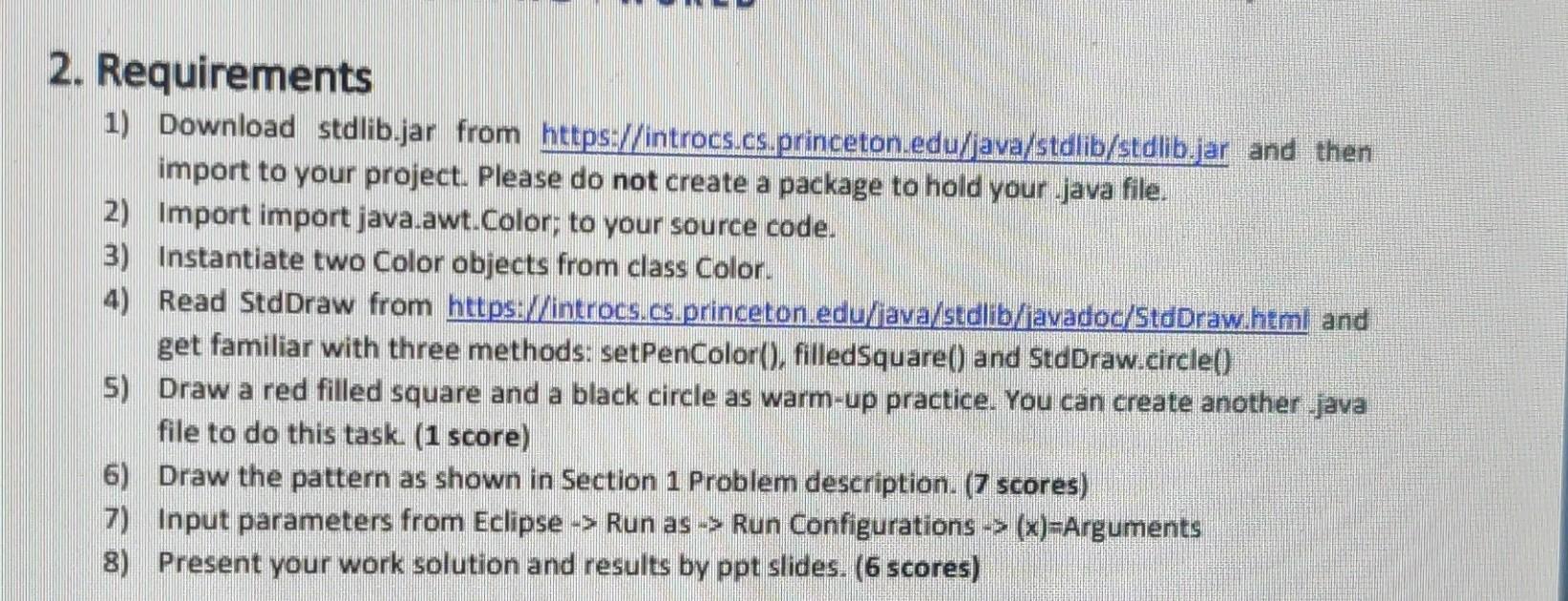 Solved 2. Requirements 1) Download stdlib.jar from | Chegg.com