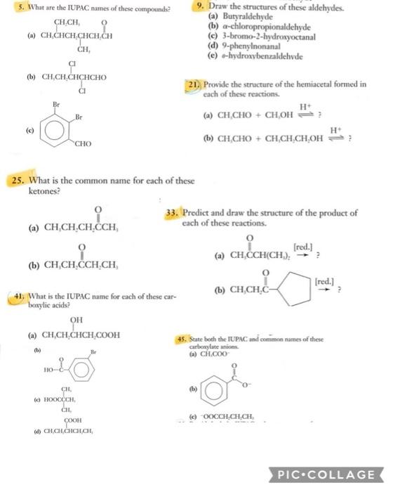 Solved 5. What are the IUPAC names of these compounds? 9. | Chegg.com