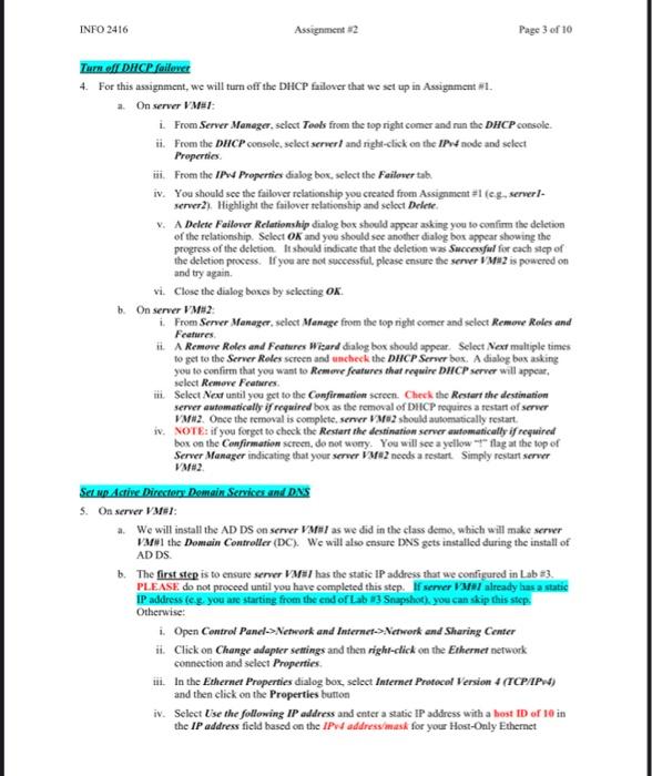 INFO 2416 - Fall 2022 Assignment #2 Configuring | Chegg.com