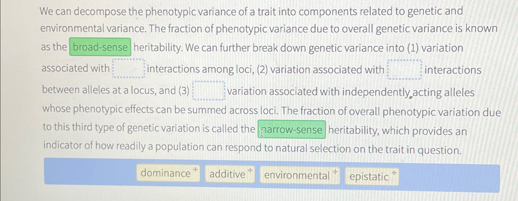 Solved We can decompose the phenotypic variance of a trait | Chegg.com