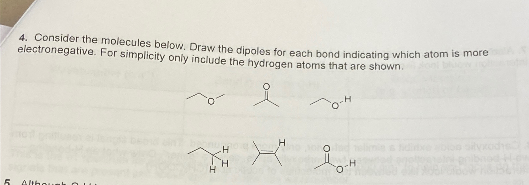 Solved Consider the molecules below Draw the dipoles for Chegg com