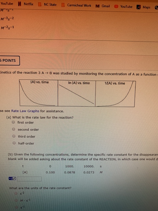 The Kinetics Of The Reaction 3 A → B Was Studied | Chegg.com