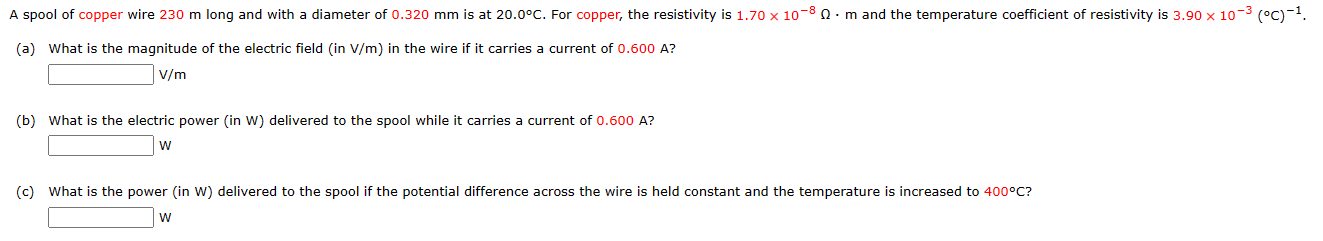 Solved A spool of copper wire 230m ﻿long and with a diameter | Chegg.com