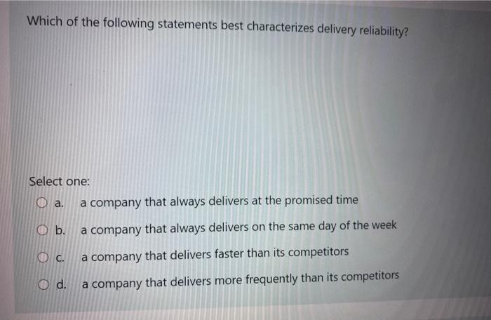 Solved Which of the following statements best characterizes | Chegg.com