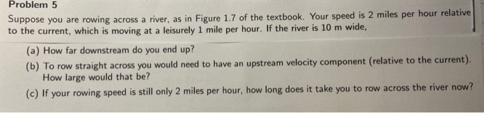 Solved Problem 5 Suppose you are rowing across a river, as | Chegg.com