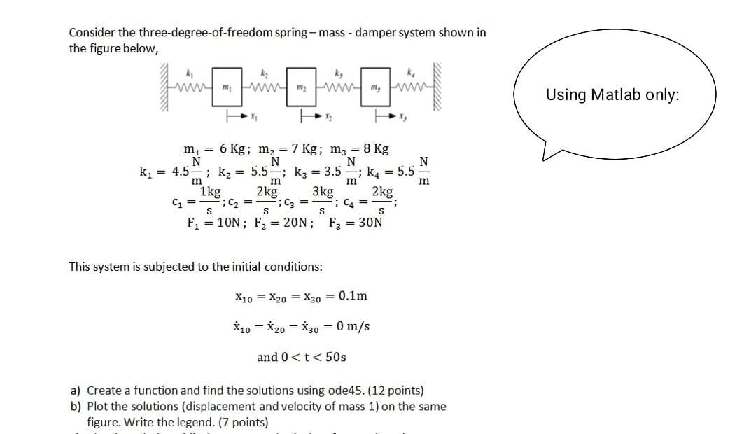 Solved Consider the three-degree-of-freedom spring-mass - | Chegg.com