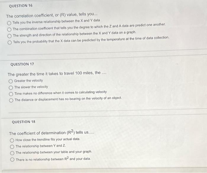 Solved The correlation coefficient, or ( R ) value, tells | Chegg.com