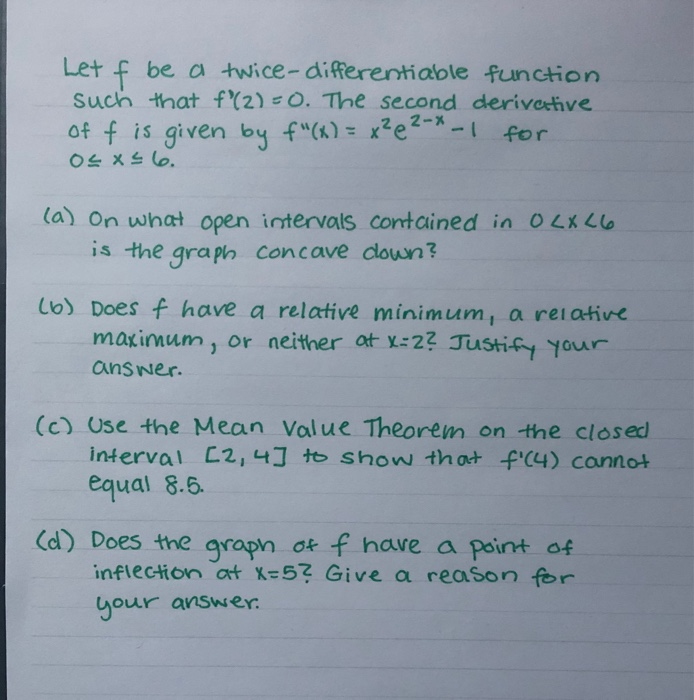 Solved Let F Be A Twice Differentiable Function Such That