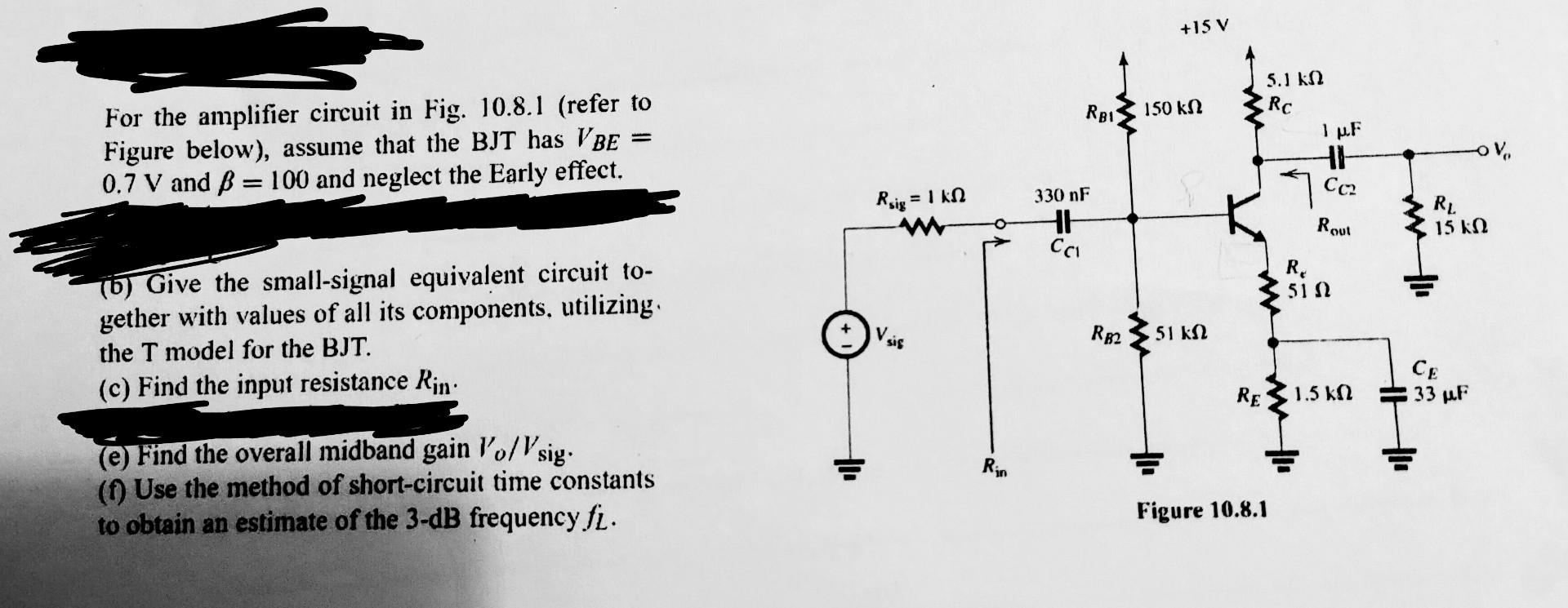 Solved For The Amplifier Circuit In Fig. 10.8.1 (refer To | Chegg.com