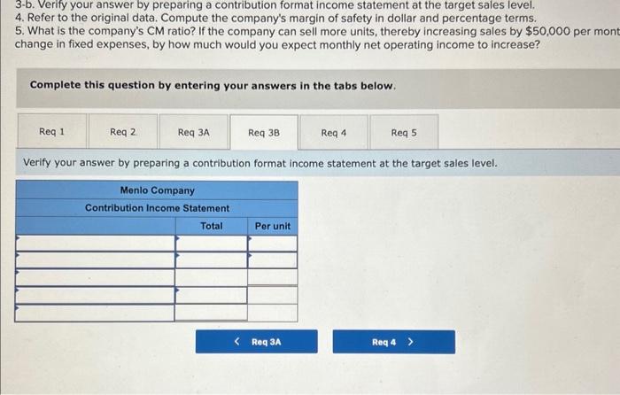 Solved 3-b. Verify Your Answer By Preparing A Contribution | Chegg.com