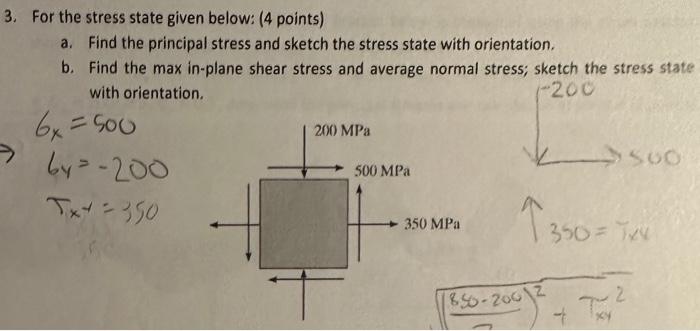 Solved 3. For the stress state given below: ( 4 points) a. | Chegg.com